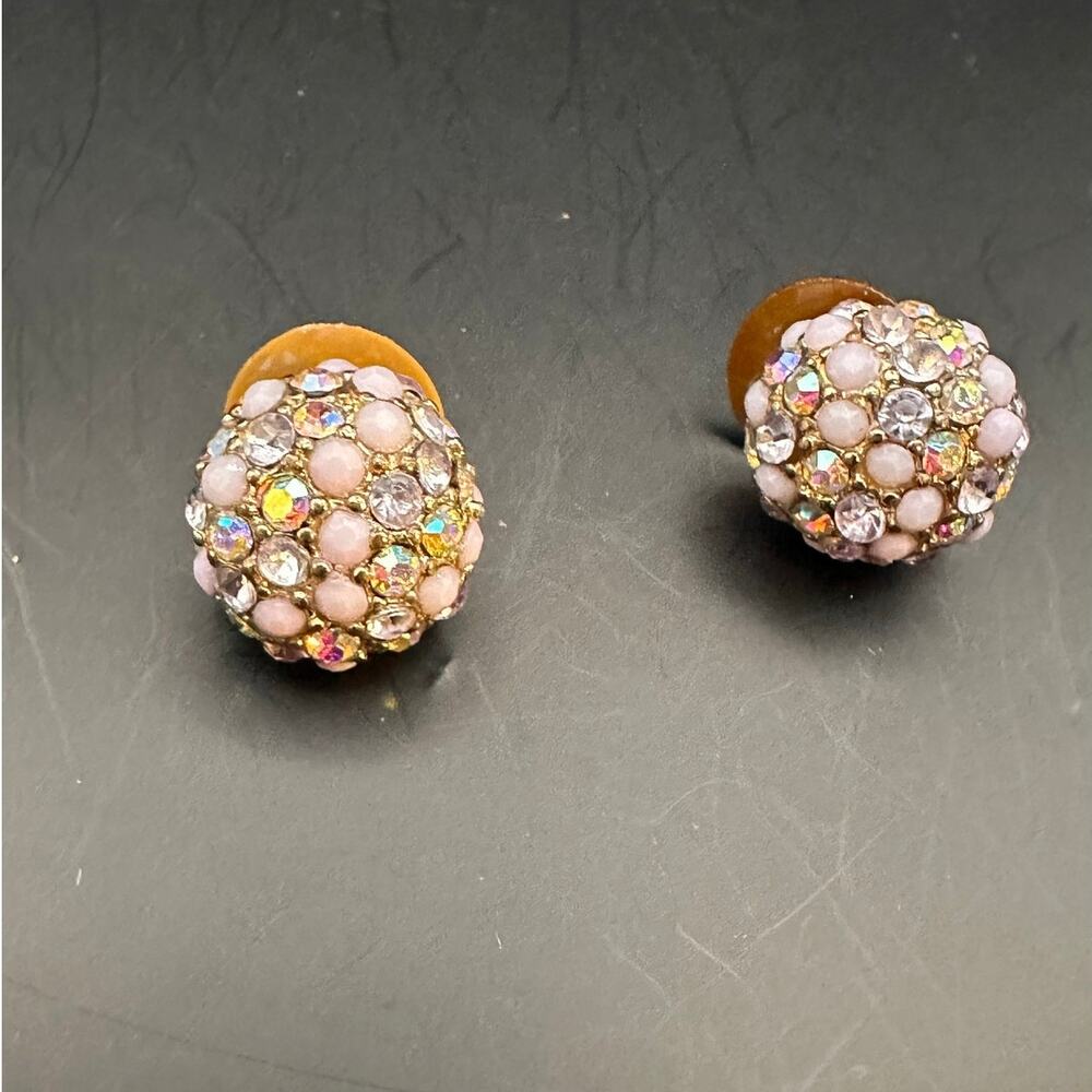Pink Iridescent Stud Earring Sparkly Pierced Summer Retro Preppy Costume Jewelry
